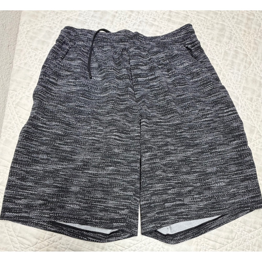 Lululemon Pace Breaker Shorts Mens Medium Black White Space Dye Athletic Gym